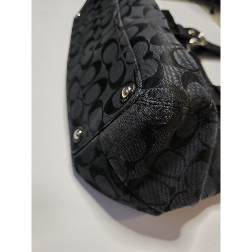 Coach Black Signature C Jacquard Patent Leather Shoulder Bag F13742 - Picture 16 of 16